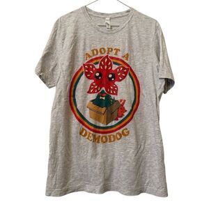 Bella + Canvas Adopt A Demodog Graphic Short Sleeve Gray T-Shirt Size Large